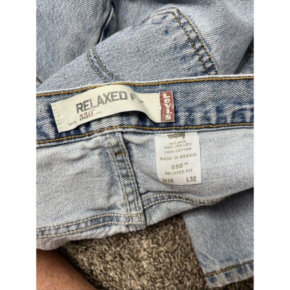 Levis 550 Jeans Mens 46x32 Blue Relaxed Fit Big & Tall Denim Pants Zipper Fly - Picture 9 of 10
